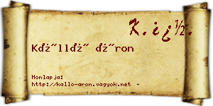 Kálló Áron névjegykártya
